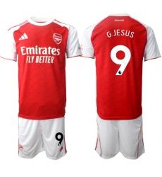 Men's Arsenal F.C #9 Gabriel Jesus 2026 Red Home Soccer Jersey Suit