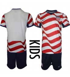 Youth United States Blank White Red 2026 Home Soccer Jersey Suit