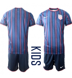 Youth United States Custom Blue 2026 World Cup Away Soccer Jersey Suit