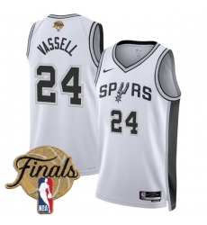 Men's San Antonio Spurs #24 Devin Vassell White 2026 Finals Association Edition Stitched Basketball Jersey