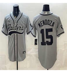 Men's Las Vegas Raiders #15 Fernando Mendoza Grey Cool Base Stitched Baseball Jersey