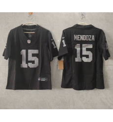 Women's Las Vegas Raiders #15 Fernando Mendoza Black 2026 Draft F.U.S.E. Vapor Football Stitched Jersey(Run Small)