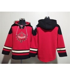 Men's Team Canada Blank Red Black Ageless Must-Have Lace-Up Pullover Hoodie