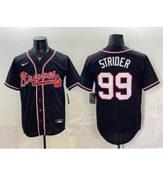 Men's Atlanta Braves #99 Spencer Strider 2026 Fashion Replica Black Out Stitched Baseball Jersey