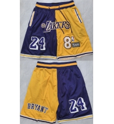 Men's #8 #24 Kobe Bryant Purple Yellow 2026 Shorts (Run Small)