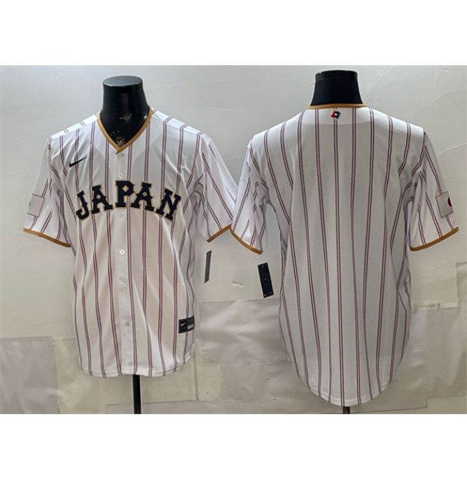 Men's Japan Baseball Blank White 2026 World Baseball Classic Home Stadium Stitched Jersey