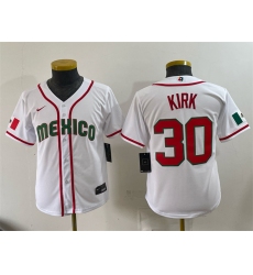 Youth Mexico Baseball #30 Alejandro Kirk White 2026 World Baseball Classic Home Stadium Stitched Baseball Jersey