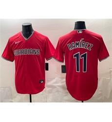 Men's Cleveland Guardians #11 José Ramírez Red Cool Base Stitched Baseball Jersey