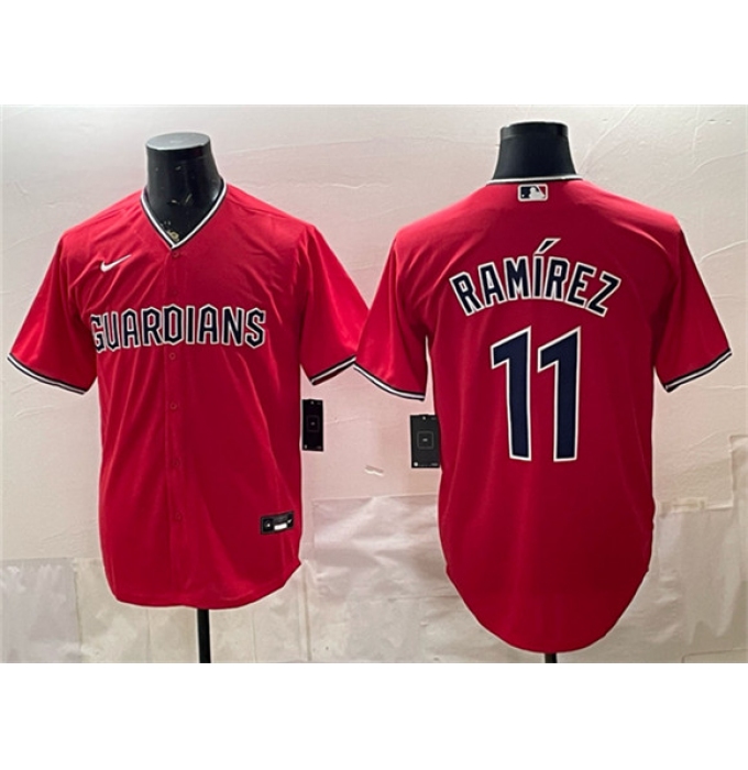 Men's Cleveland Guardians #11 José Ramírez Red Cool Base Stitched Baseball Jersey