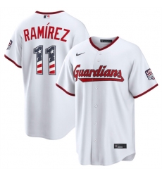 Men's Cleveland Guardians #11 José Ramírez White USA 250 Fourth of July Home Stitched Baseball Jersey