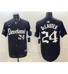 Men's Cleveland Guardians #24 Chase DeLauter Black Gothic Vapor Premier Limited Stitched Baseball Jersey