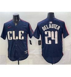 Men's Cleveland Guardians #24 Chase DeLauter Navy 2024 City Connect Limited Stitched Baseball Jersey