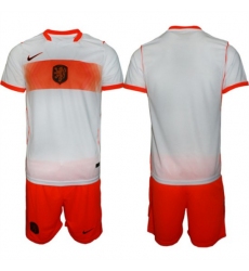 Men's Netherlands Custom Orange White Away Soccer Jersey Suit
