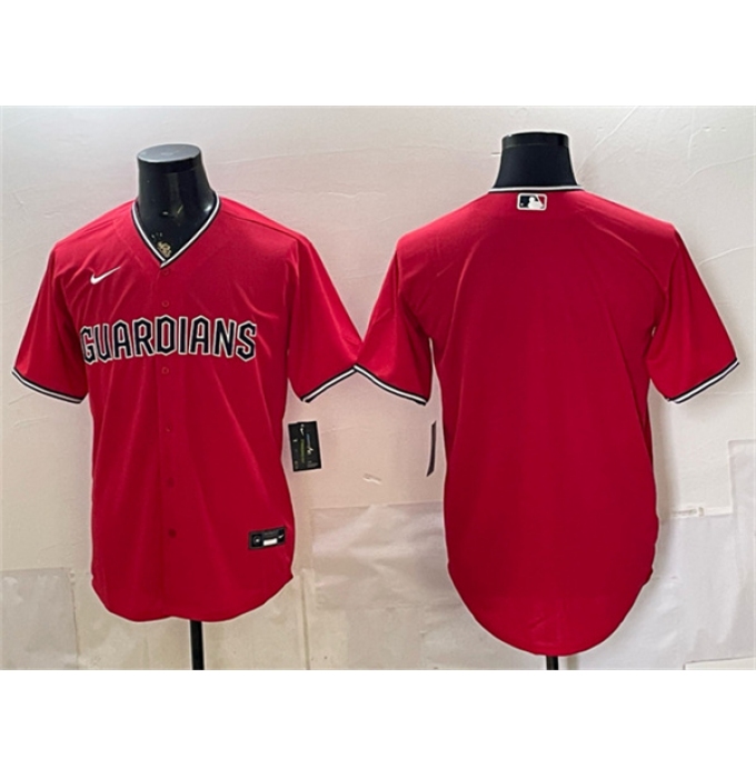 Men's Cleveland Guardians Blank Red Cool Base Stitched Baseball Jersey