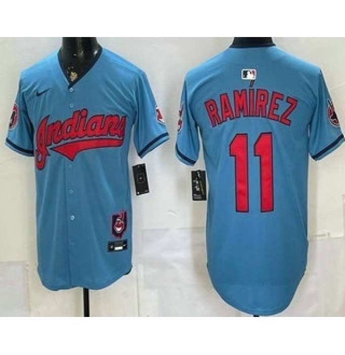 Men's Cleveland Guardians #11 Jose Ramirez Blue Limited Jersey