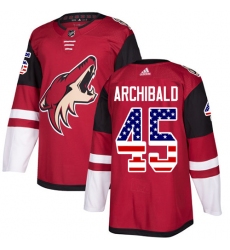 Men's Adidas Arizona Coyotes #45 Josh Archibald Authentic Red USA Flag Fashion NHL Jersey