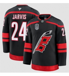 Men's Carolina Hurricanes #24 Seth Jarvis Black 2026 Stanley Cup Final Home Premium Hockey Stitched Jersey