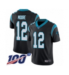 Men's Carolina Panthers #12 DJ Moore Black Team Color Vapor Untouchable Limited Player 100th Season Football Jersey