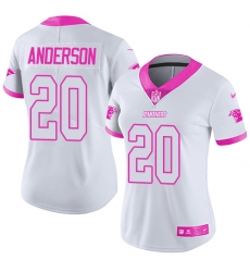 Women's Nike Carolina Panthers #20 C.J. Anderson Limited White Pink Rush Fashion NFL Jersey