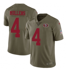 Men's Nike San Francisco 49ers #4 Nick Mullens Limited Olive 2017 Salute to Service NFL Jersey