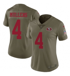 Women's Nike San Francisco 49ers #4 Nick Mullens Limited Olive 2017 Salute to Service NFL Jersey