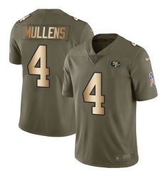 Youth Nike San Francisco 49ers #4 Nick Mullens Limited Olive Gold 2017 Salute to Service NFL Jersey