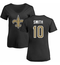 NFL Women's Nike New Orleans Saints #10 Tre'Quan Smith Black Name & Number Logo Slim Fit T-Shirt