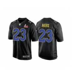 Men's Los Angeles Rams #23 Cam Akers Black 2022 Super Bowl LVI Game Stitched Jersey