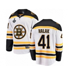Youth Boston Bruins #41 Jaroslav Halak Authentic White Away Fanatics Branded Breakaway 2019 Stanley Cup Final Bound Hockey Jersey