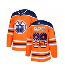Men's Edmonton Oilers #89 Sam Gagner Authentic Orange USA Flag Fashion Hockey Jersey