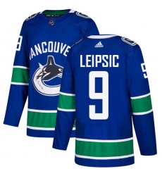 Men's Adidas Vancouver Canucks #9 Brendan Leipsic Authentic Blue Home NHL Jersey