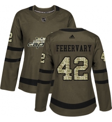 Women's Adidas Washington Capitals #42 Martin Fehervary Authentic Green Salute to Service NHL Jersey
