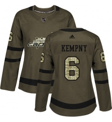 Women's Adidas Washington Capitals #6 Michal Kempny Authentic Green Salute to Service NHL Jersey