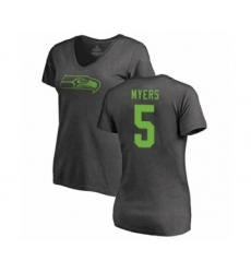 Football Women's Seattle Seahawks #5 Jason Myers Ash One Color T-Shirt
