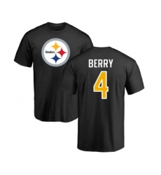 Football Pittsburgh Steelers #4 Jordan Berry Black Name & Number Logo T-Shirt