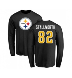 Football Pittsburgh Steelers #82 John Stallworth Black Name & Number Logo Long Sleeve T-Shirt