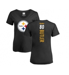 Football Women's Pittsburgh Steelers #80 Jack Butler Black Backer Slim Fit T-Shirt