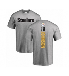 Pittsburgh Steelers #18 Diontae Johnson Ash Backer T-Shirt