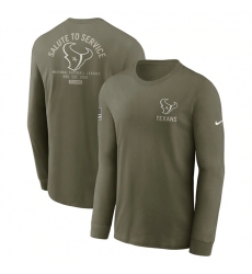 Men's Houston Texans Olive 2025 Salute to Service Sideline Long Sleeve T-Shirt