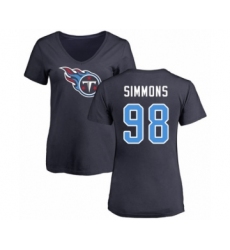 Football Women's Tennessee Titans #98 Jeffery Simmons Navy Blue Name & Number Logo T-Shirt