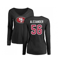 Football Women's San Francisco 49ers #56 Kwon Alexander Black Name & Number Logo Long Sleeve T-Shirt
