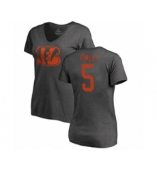 Football Women's Cincinnati Bengals #5 Ryan Finley Ash One Color T-Shirt