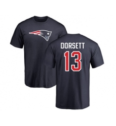 Football New England Patriots #13 Phillip Dorsett Navy Blue Name & Number Logo T-Shirt