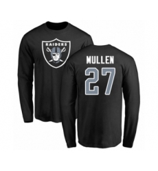 Football Oakland Raiders #27 Trayvon Mullen Black Name & Number Logo Long Sleeve T-Shirt