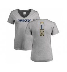 Football Women's Los Angeles Chargers #1 Ty Long Ash Backer T-Shirt