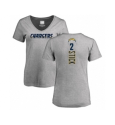 Football Women's Los Angeles Chargers #2 Easton Stick Ash Backer T-Shirt