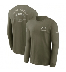 Men's Los Angeles Chargers Olive 2025 Salute to Service Sideline Long Sleeve T-Shirt