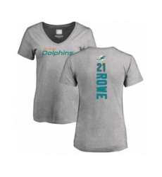 Football Women's Miami Dolphins #21 Eric Rowe Ash Backer T-Shirt