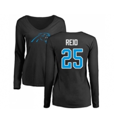 Football Women's Carolina Panthers #25 Eric Reid Black Name & Number Logo Slim Fit Long Sleeve T-Shirt