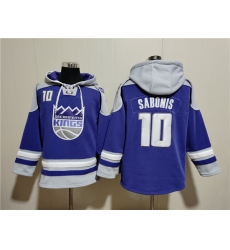 Men's Sacramento Kings #10 Domantas Sabonis Purple Gray Lace-Up Pullover Hoodie